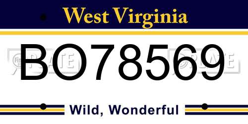 BO78569 West Virginia License Plate