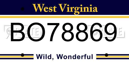 BO78869 West Virginia License Plate