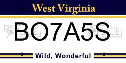 BO7A5S West Virginia License Plate