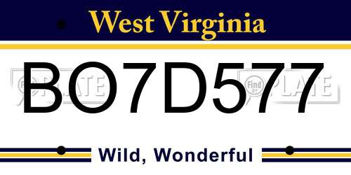 BO7D577 West Virginia License Plate
