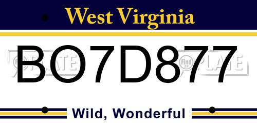 BO7D877 West Virginia License Plate