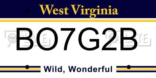 BO7G2B West Virginia License Plate