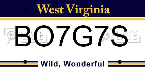 BO7G7S West Virginia License Plate