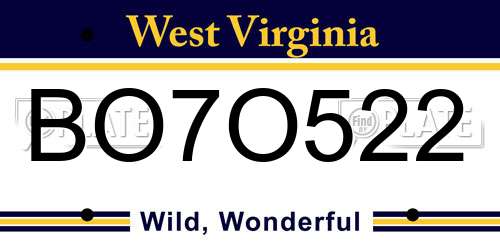 BO7O522 West Virginia License Plate