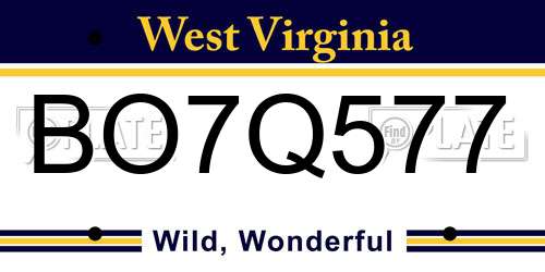 BO7Q577 West Virginia License Plate