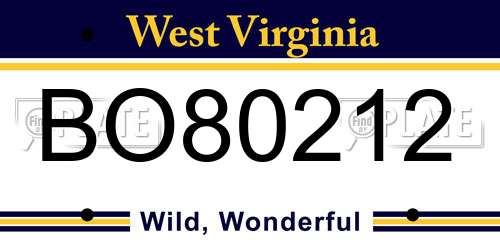 BO80212 West Virginia License Plate