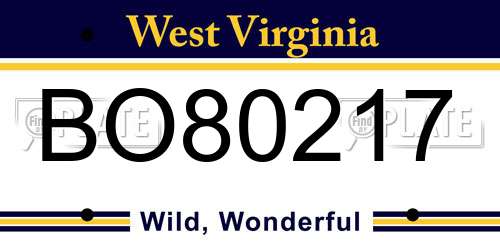 BO80217 West Virginia License Plate