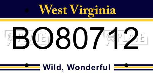 BO80712 West Virginia License Plate