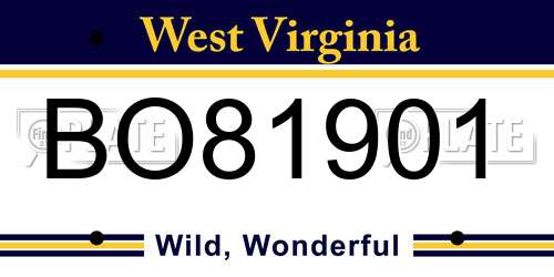 BO81901 West Virginia License Plate