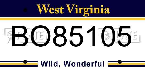 BO85105 West Virginia License Plate