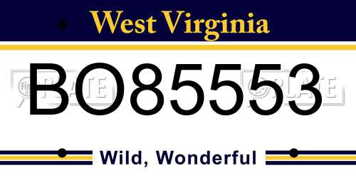 BO85553 West Virginia License Plate
