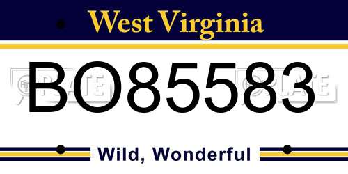 BO85583 West Virginia License Plate