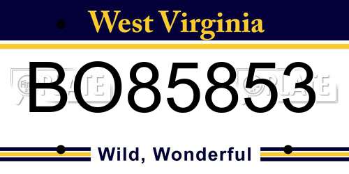 BO85853 West Virginia License Plate