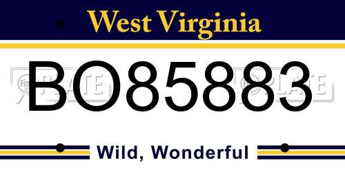 BO85883 West Virginia License Plate