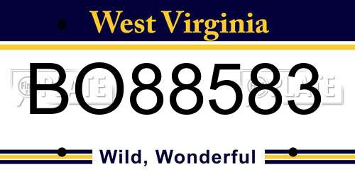 BO88583 West Virginia License Plate