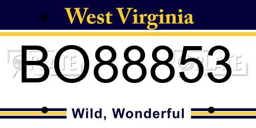 BO88853 West Virginia License Plate