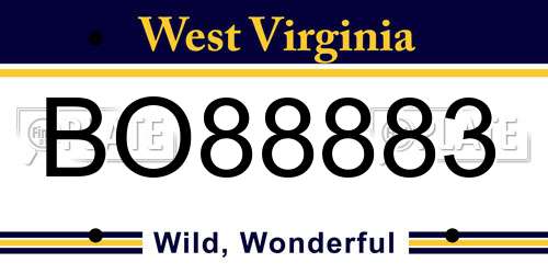 BO88883 West Virginia License Plate
