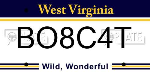 BO8C4T West Virginia License Plate