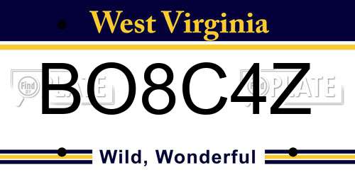 BO8C4Z West Virginia License Plate