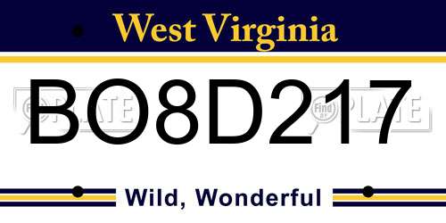 BO8D217 West Virginia License Plate