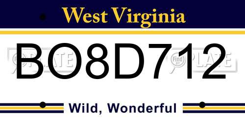 BO8D712 West Virginia License Plate