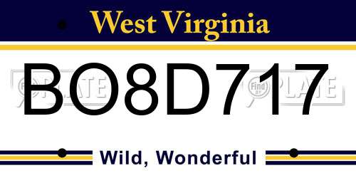 BO8D717 West Virginia License Plate