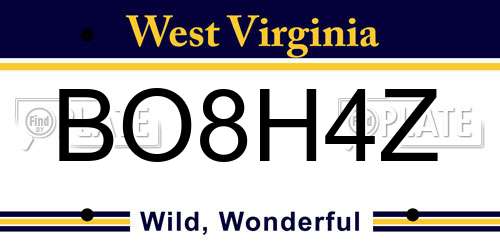 BO8H4Z West Virginia License Plate
