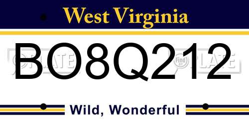 BO8Q212 West Virginia License Plate