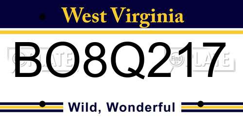 BO8Q217 West Virginia License Plate