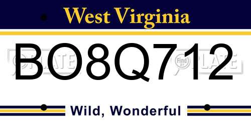 BO8Q712 West Virginia License Plate