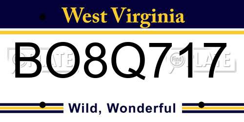 BO8Q717 West Virginia License Plate