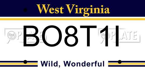 BO8T1I West Virginia License Plate