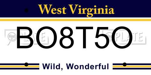 BO8T5O West Virginia License Plate