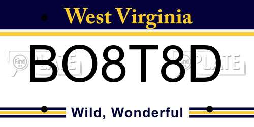 BO8T8D West Virginia License Plate