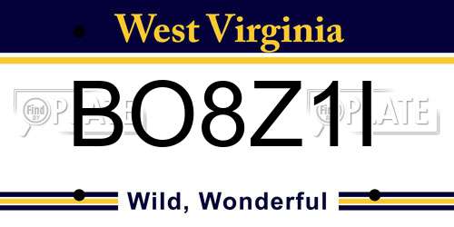 BO8Z1I West Virginia License Plate
