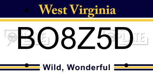 BO8Z5D West Virginia License Plate