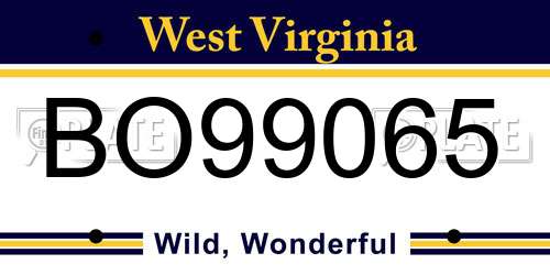 BO99065 West Virginia License Plate