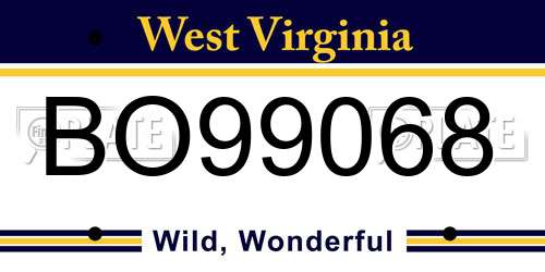 BO99068 West Virginia License Plate