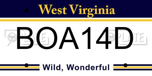BOA14D West Virginia License Plate
