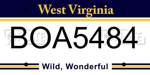 BOA5484 West Virginia License Plate