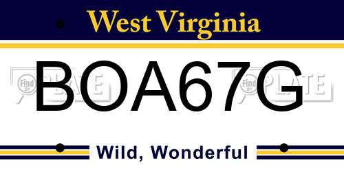 BOA67G West Virginia License Plate