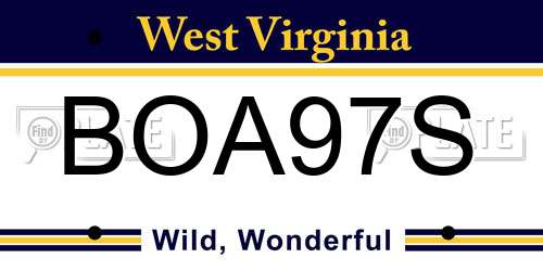 BOA97S West Virginia License Plate