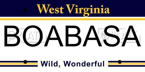 BOABASA West Virginia License Plate