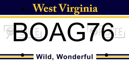 BOAG76 West Virginia License Plate