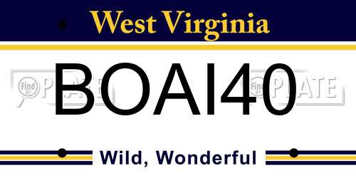 BOAI40 West Virginia License Plate