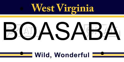 BOASABA West Virginia License Plate