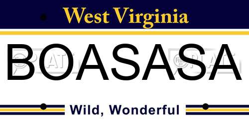 BOASASA West Virginia License Plate