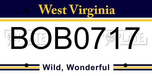 BOB0717 West Virginia License Plate