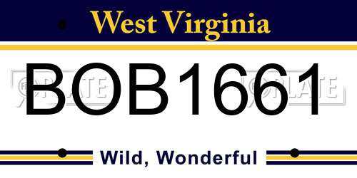 BOB1661 West Virginia License Plate