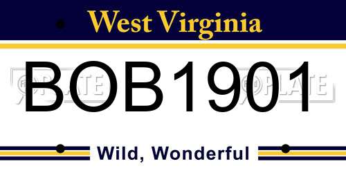 BOB1901 West Virginia License Plate
